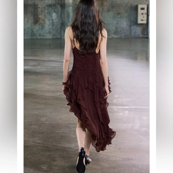 Zara ZW Collection Embroidered Asymmetric Dress - Picture 6 of 10